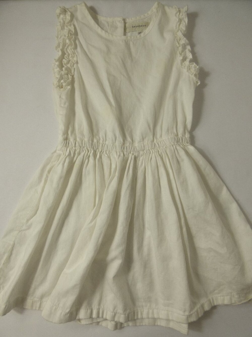 benebene White Ruffle Sleeve Cotton Dress, Size 3T